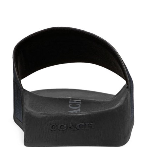 Men's COACH Charcoal Black Signature Logo Pool Slides Slip On Sandals 9 - Picture 5 of 9